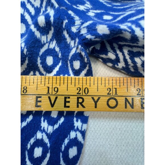 Ann Taylor Knit Cardigan Sweater Womens LP Blue Ikat Button Front V-Neck Cozy - Picture 8 of 12